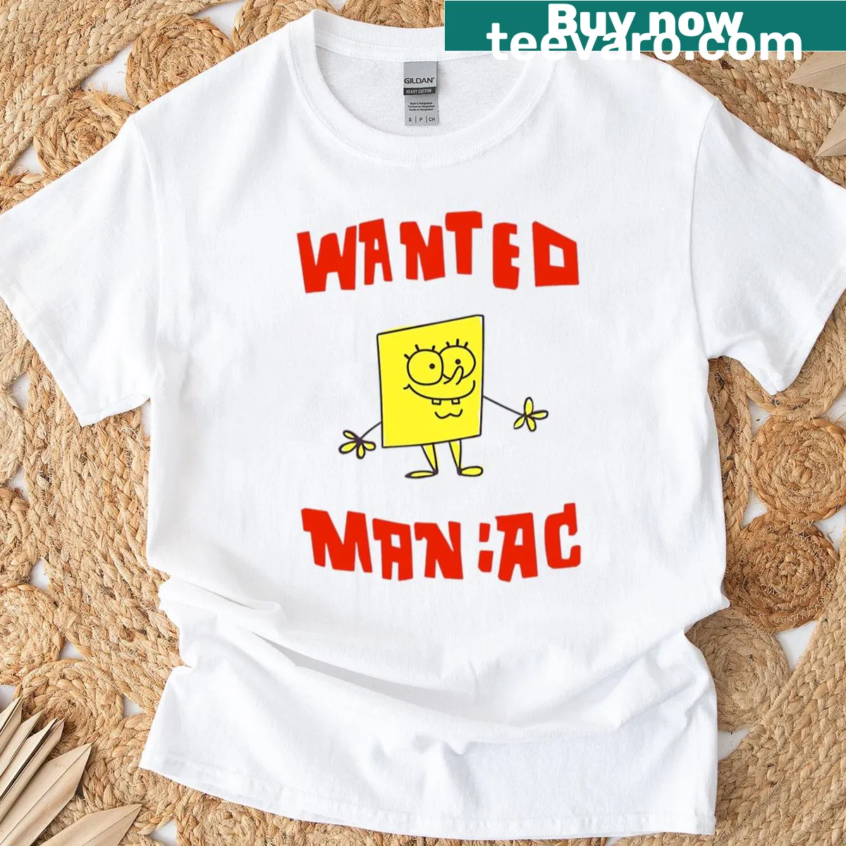 Cartoon character shirt featuring a playful maniac sponge design — on a men's t-shirt