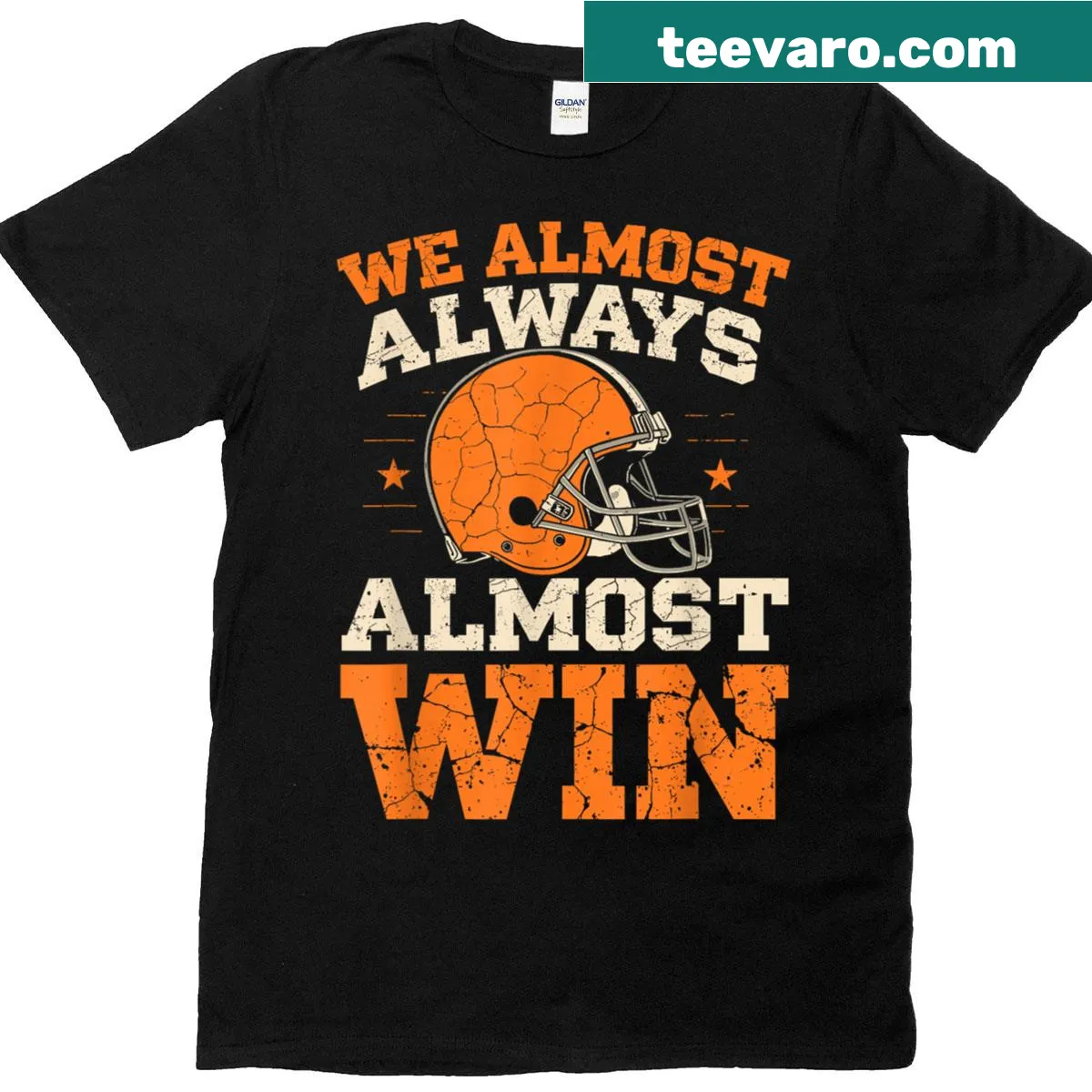Funny typography T-shirt for football fans acknowledging near victories — on a men's t-shirt