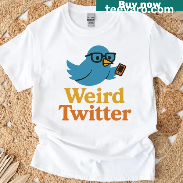Playful T-shirt featuring a nerdy bird with a phone