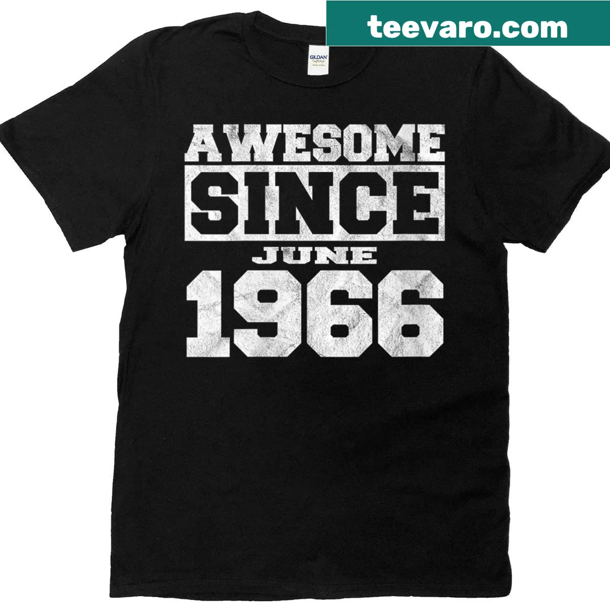 60th Birthday design t-shirt for women with 'Awesome Since June 1966' — on a men's t-shirt