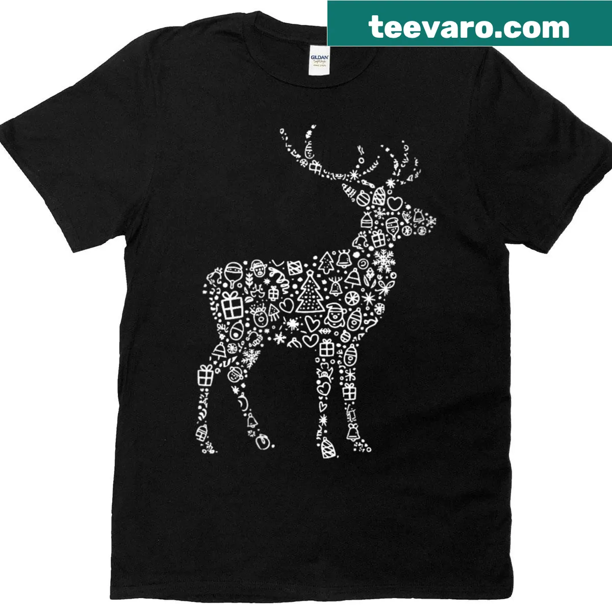 Cute Christmas T-shirt with a reindeer shape for crafty moms — on a men's t-shirt