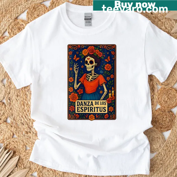 La Catrina skeleton woman t-shirt with floral design