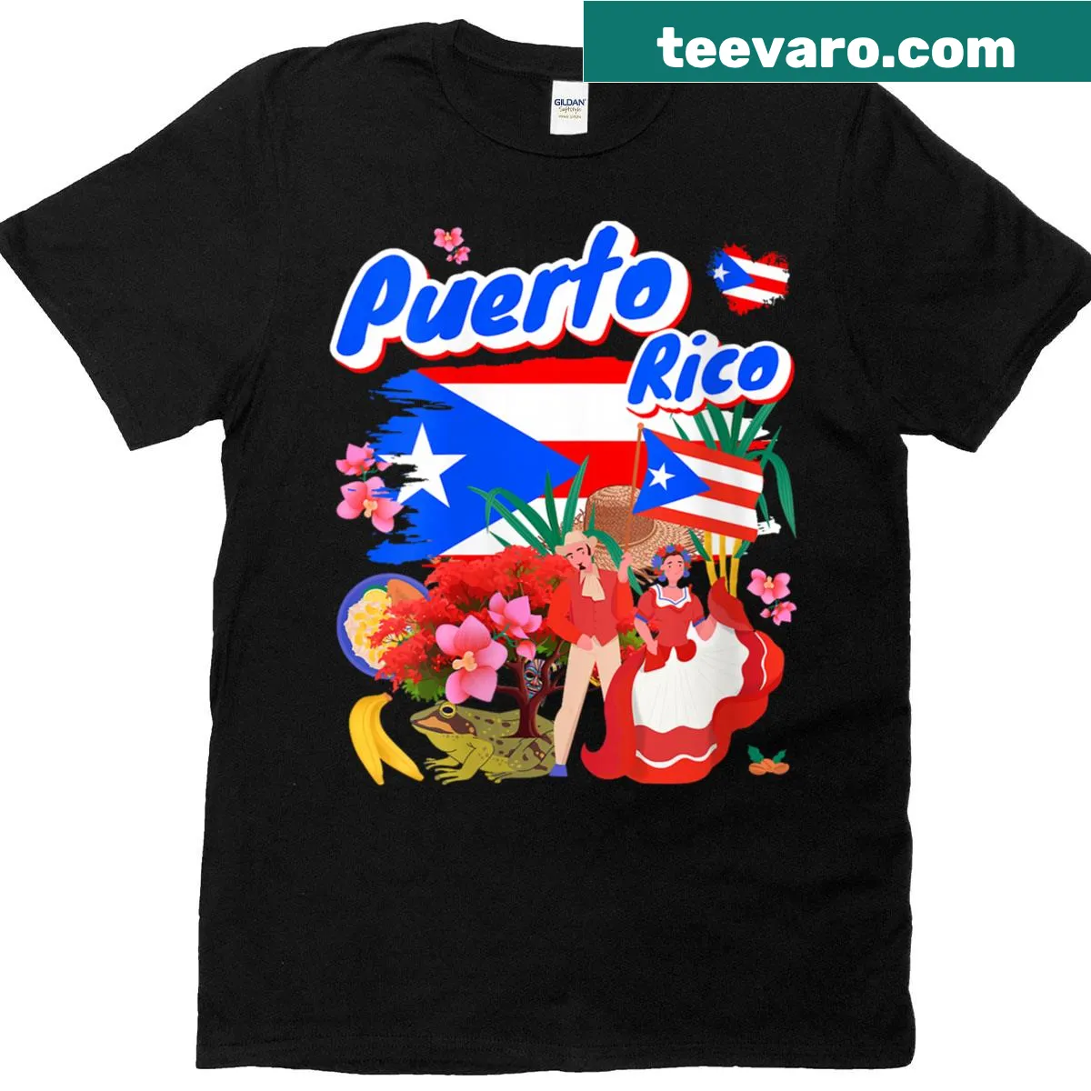 Illustration of the Puerto Rican flag on a kids' T-shirt — on a men's t-shirt