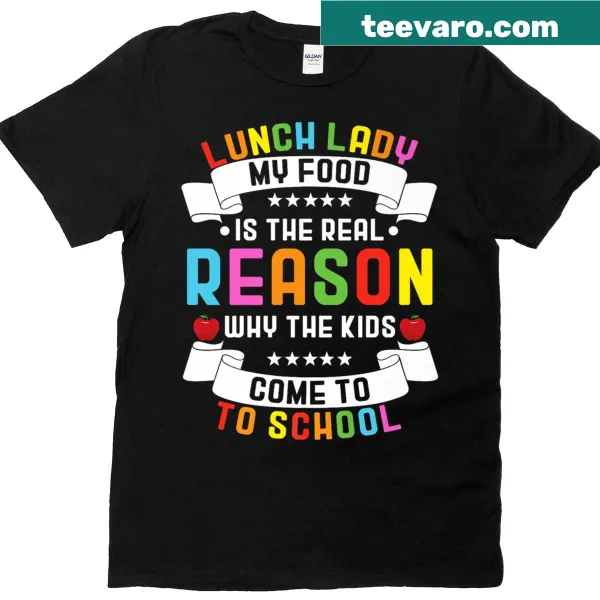 Graphic of a lunch lady on a T-shirt