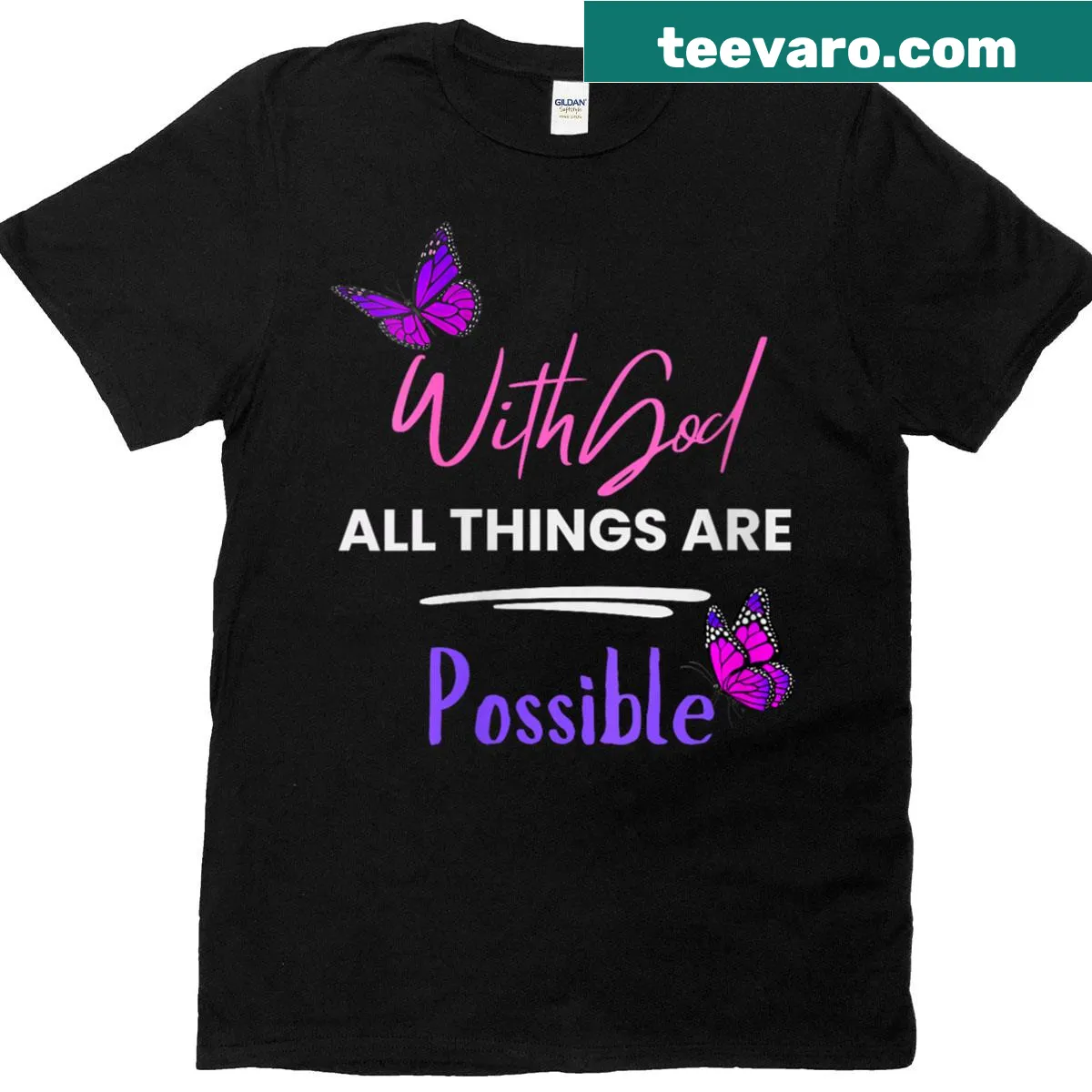 Inspirational typography tee with text about faith and possibilities — on a men's t-shirt