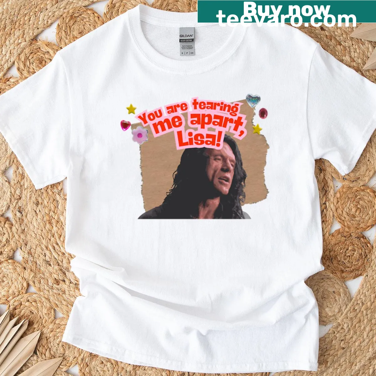 T-shirt featuring the quote 'You Are Tearing Me Apart Lisa' — on a men's t-shirt