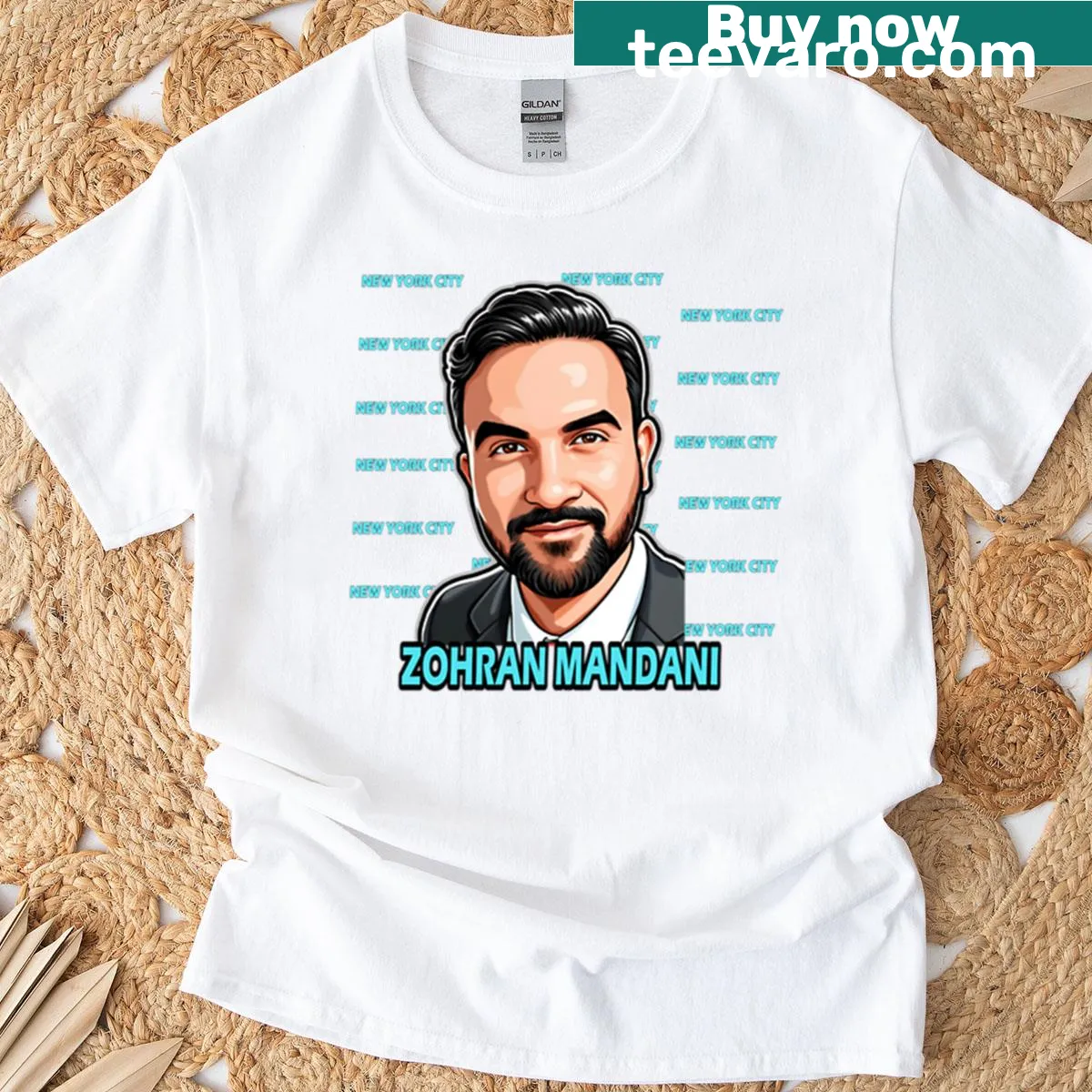 Oversized T-shirt with the name Zohran Mandani — on a men's t-shirt