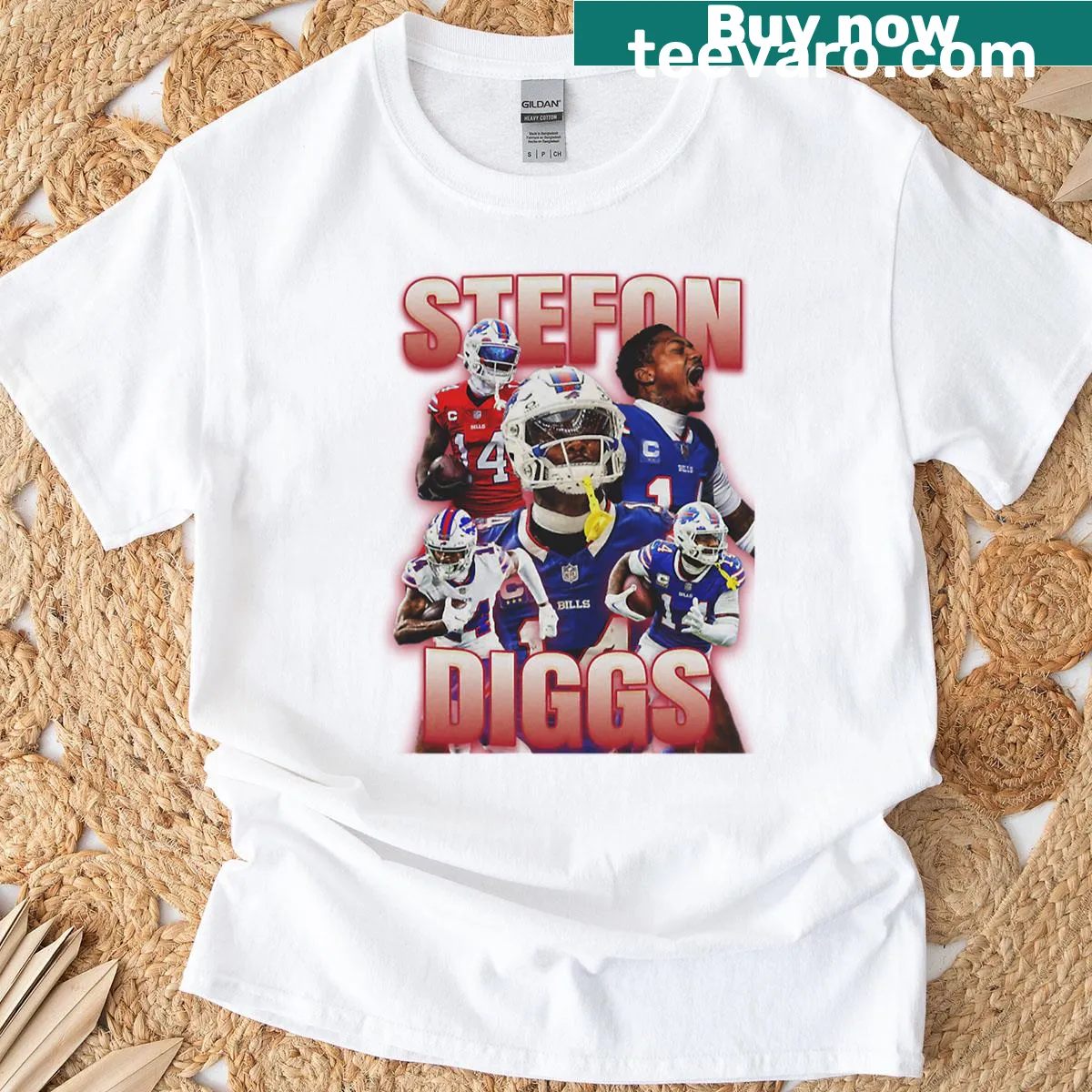 Vintage football t-shirt featuring the number 14 design — on a men's t-shirt