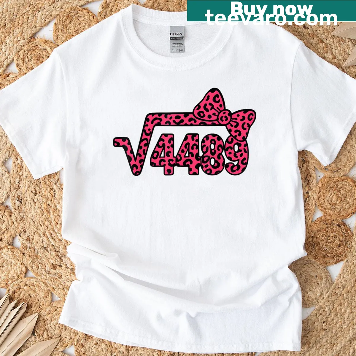 Math teacher T-shirt featuring leopard pattern and humorous design — on a men's t-shirt