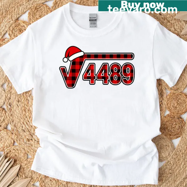 Funny Christmas math teacher t-shirt with meme graphic and square root design