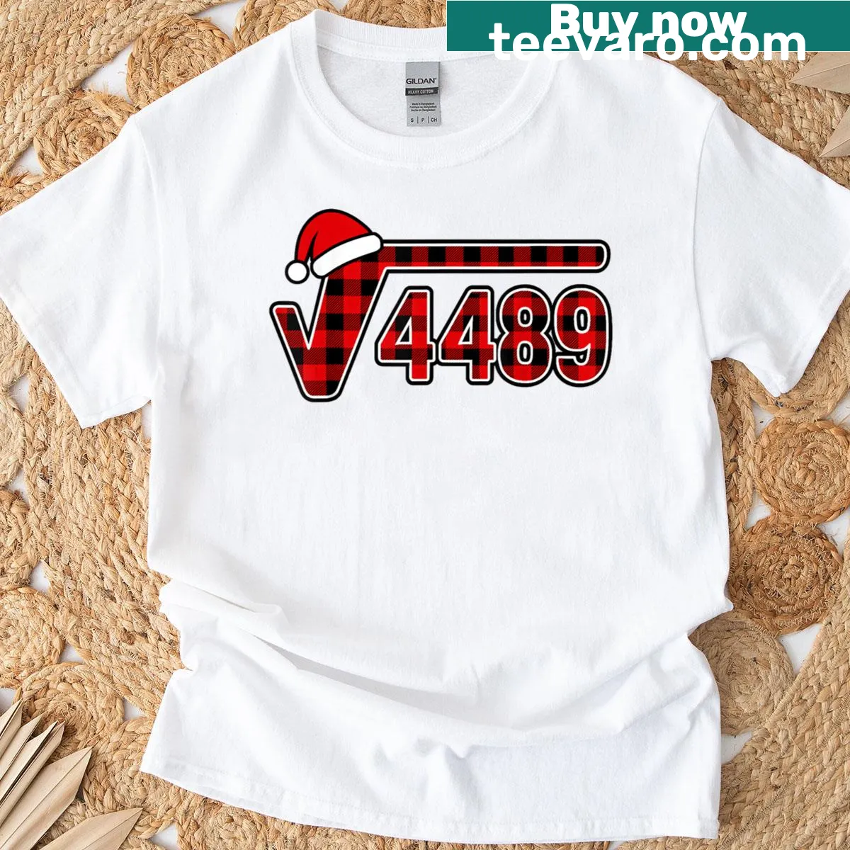 Funny Christmas math teacher t-shirt with meme graphic and square root design — on a men's t-shirt