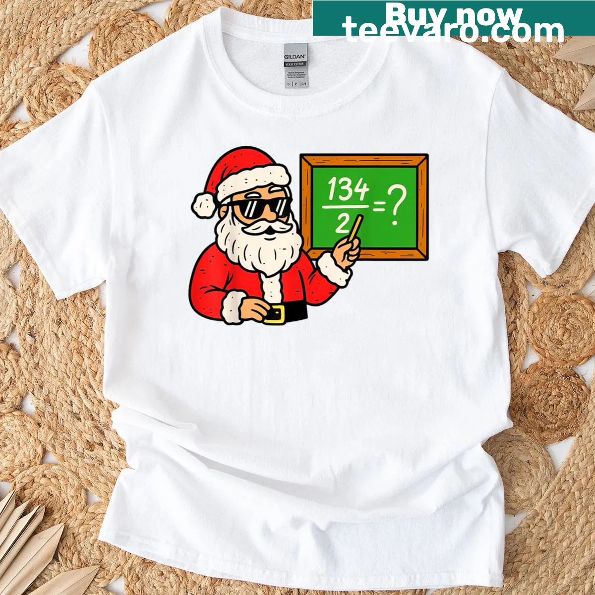 Funny Christmas math teacher T-shirt with Santa and memes — on a men's t-shirt