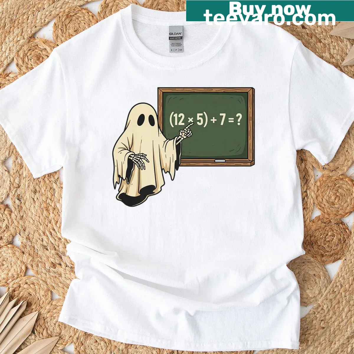 Funny Halloween T-shirt with math ghost joke for teachers — on a men's t-shirt