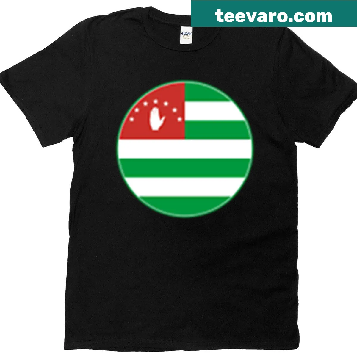 T-shirt with Abkhazia flag circle design for proud heritage — on a men's t-shirt