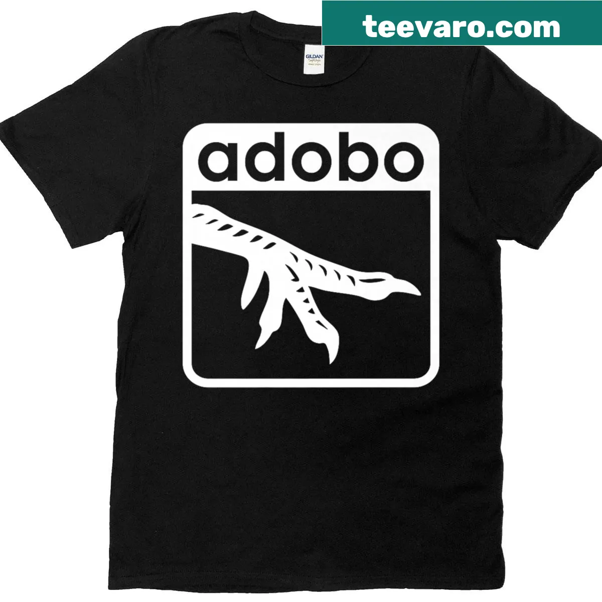 T-shirt featuring illustration of adobo chicken feet — on a men's t-shirt