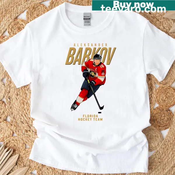 T-shirt featuring Aleksander Barkov's number 16 and Florida team logo