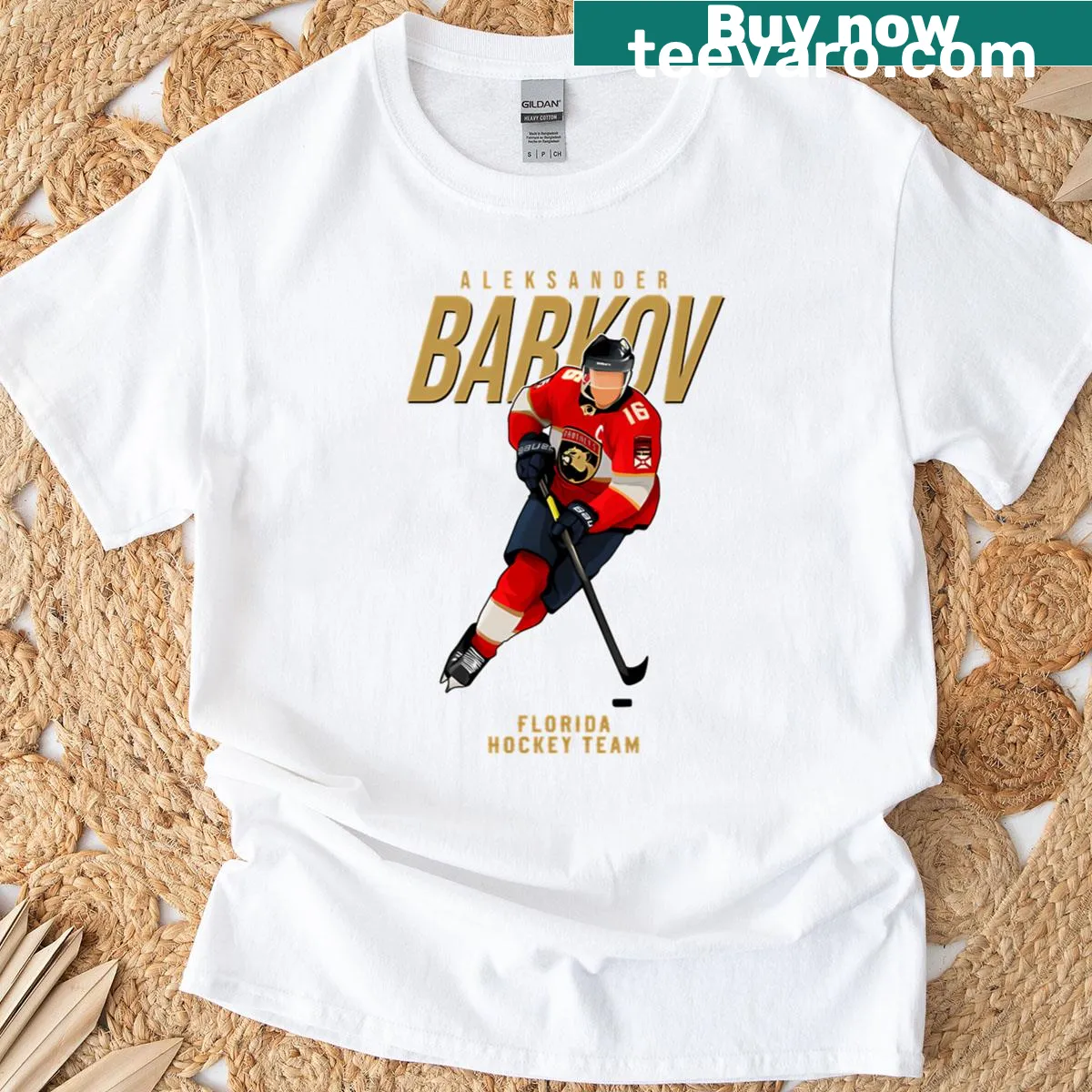 T-shirt featuring Aleksander Barkov's number 16 and Florida team logo — on a men's t-shirt