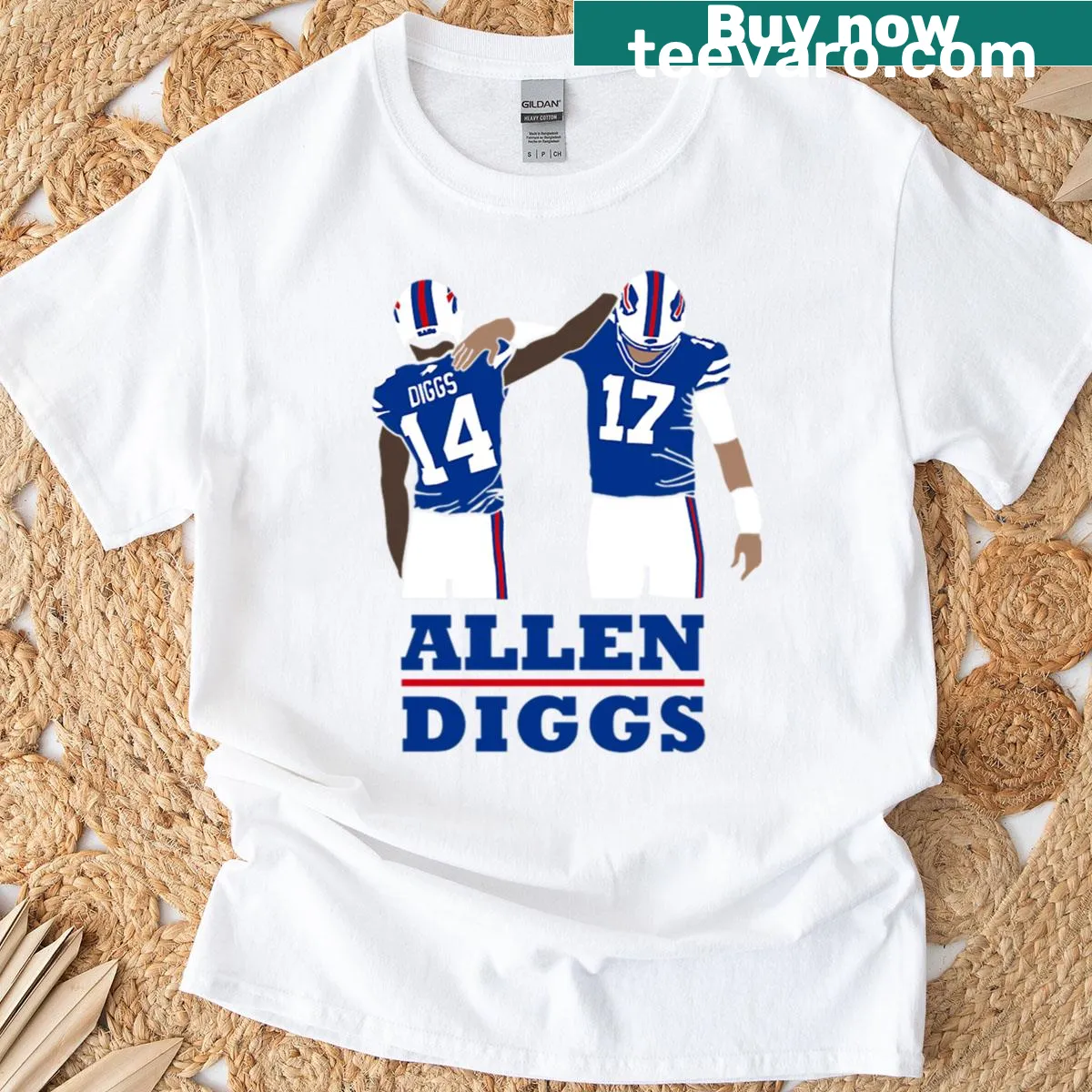 American football T-shirt featuring number 14 for a wide receiver — on a men's t-shirt