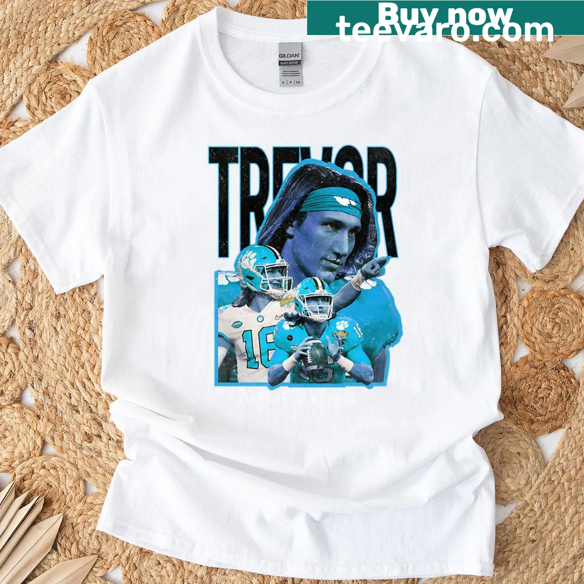 Illustrative football tee featuring a quarterback and touchdown celebration — on a men's t-shirt