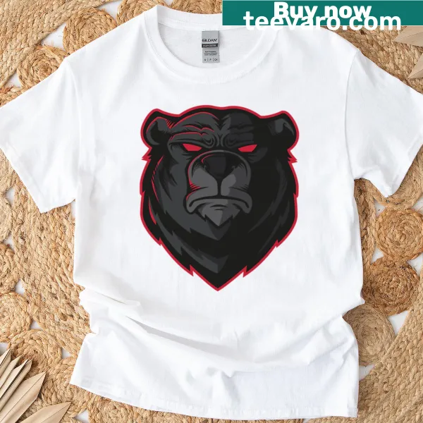 Fierce black grizzly bear logo on a T-shirt