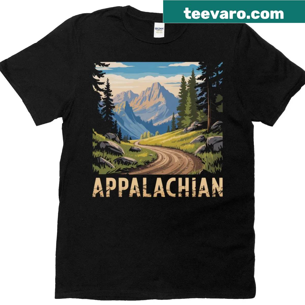 Illustration of Appalachian hiking trails on t-shirt — on a men's t-shirt