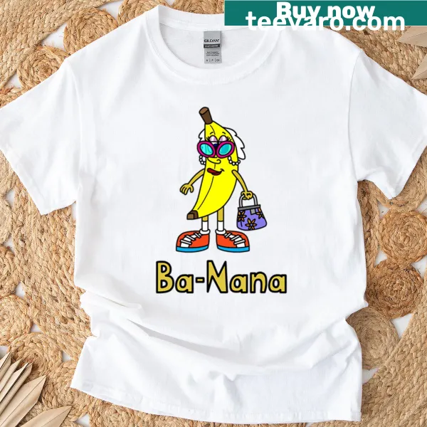 Customizable T-shirt with a cartoon banana and name graphic