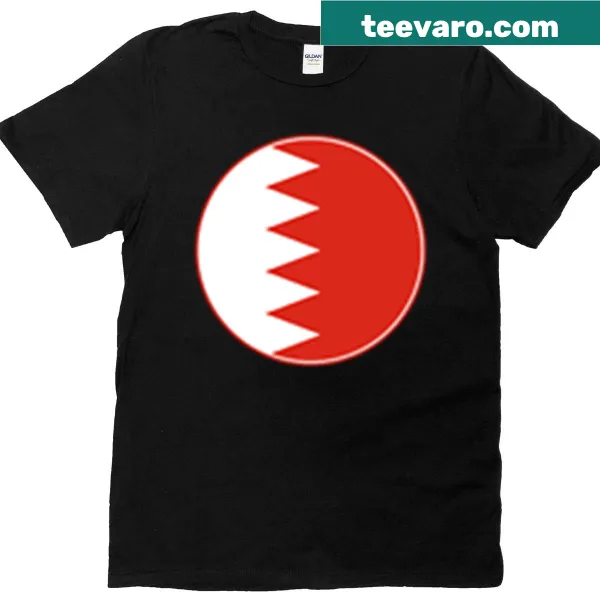 T-shirt with Bahrain flag circle and zig-zag design.
