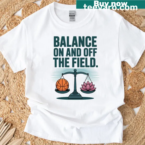 Zen lotus and basketball graphic on a T-shirt