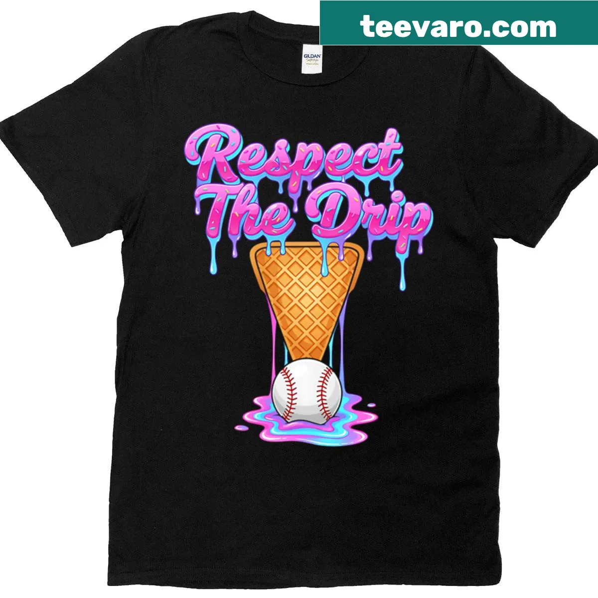 Boys' t-shirt with home plate design and 'Respect The Drip' text — on a men's t-shirt