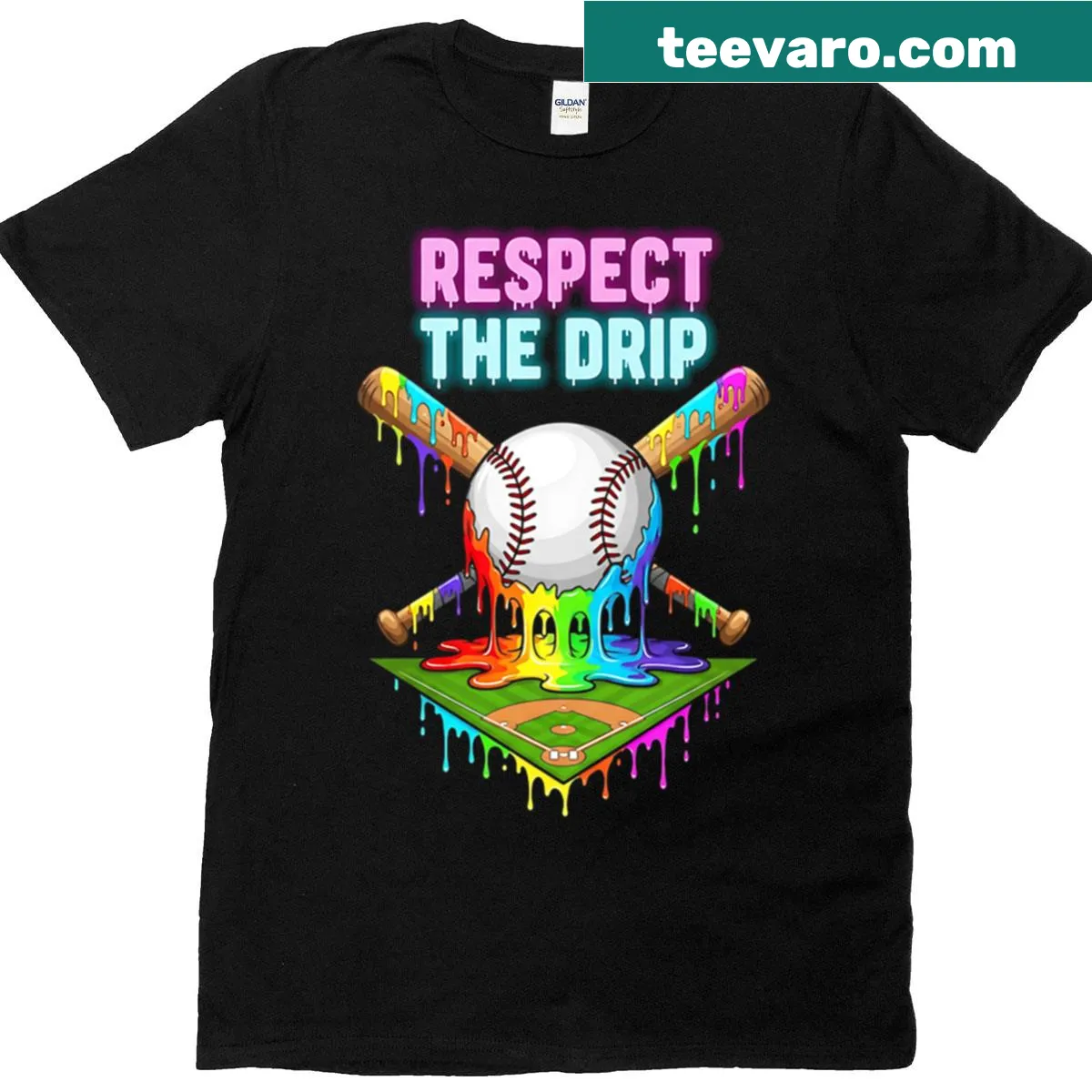 Baseball graphic with drips and ice cream for boys' T-shirt — on a men's t-shirt
