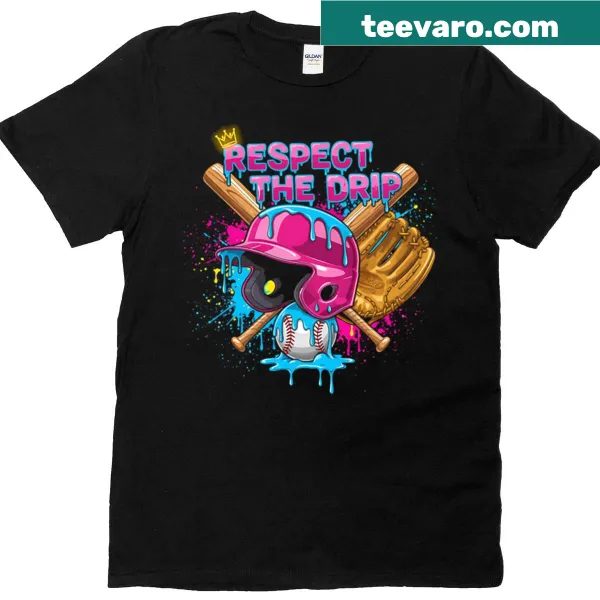 Youth baseball T-shirt with cartoon ice cream drip design