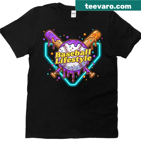 Youth t-shirt featuring a baseball with ice cream illustration