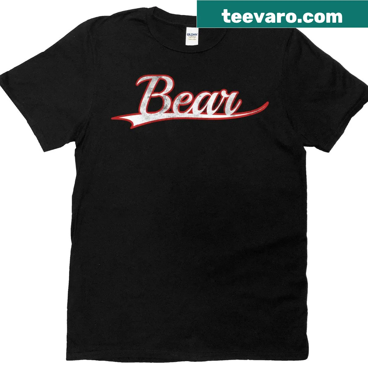 Vintage distressed t-shirt with bear graphic and playful text — on a men's t-shirt