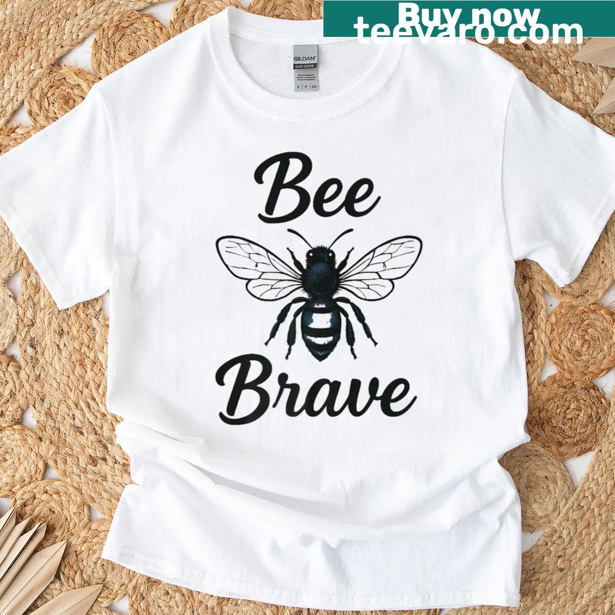Cute bee graphic t-shirt promoting bravery for kids — on a men's t-shirt