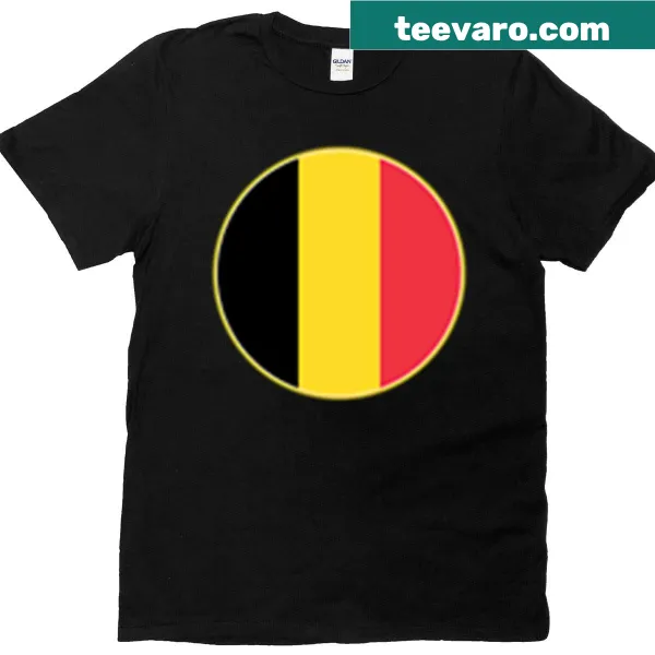 T-shirt with a circle design featuring the Belgium flag colors