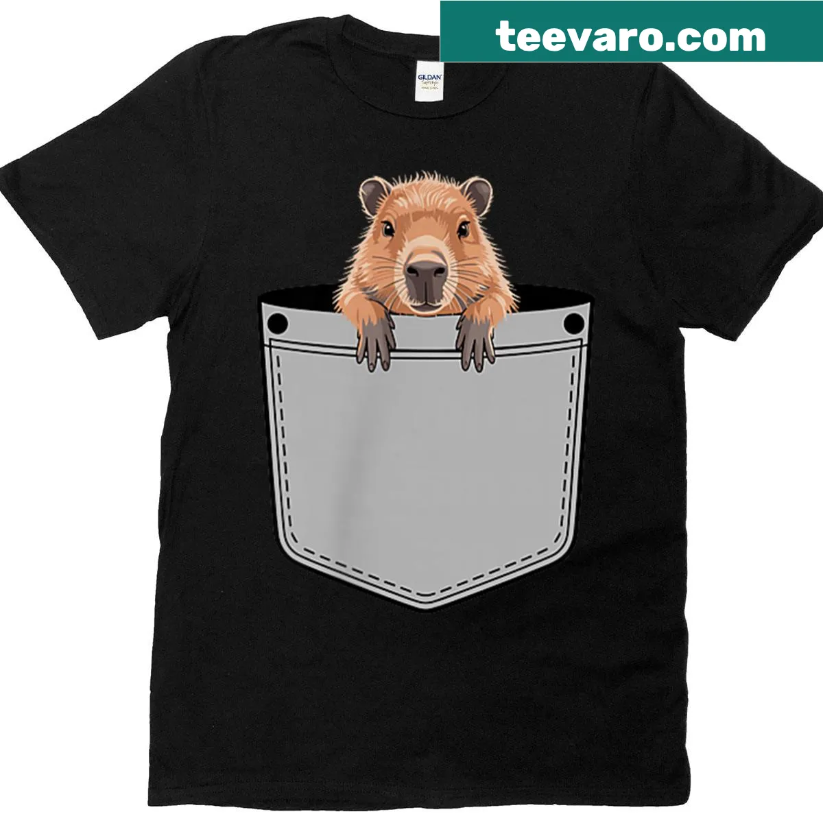 Capybara artwork T-shirt featuring playful illustrations of capybaras — on a men's t-shirt