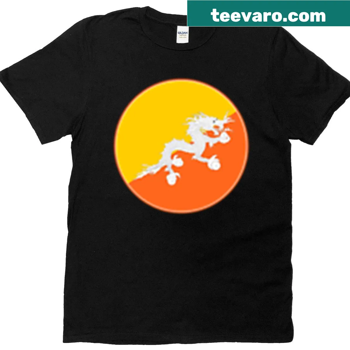 Druk Thunder Dragon in a circle flag design representing Bhutan — on a men's t-shirt