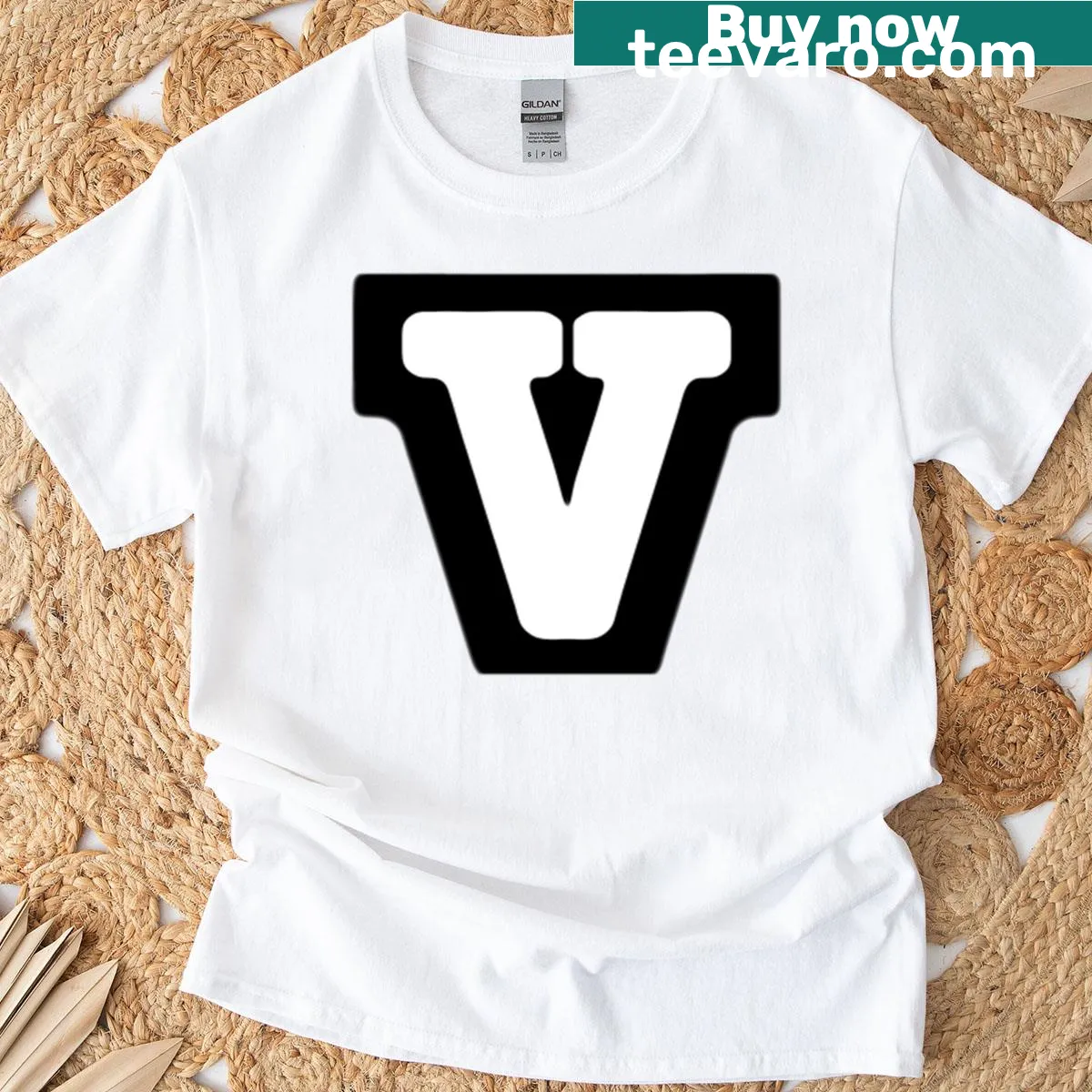 College T-shirt featuring Big V logo and Victoria Vic text — on a men's t-shirt