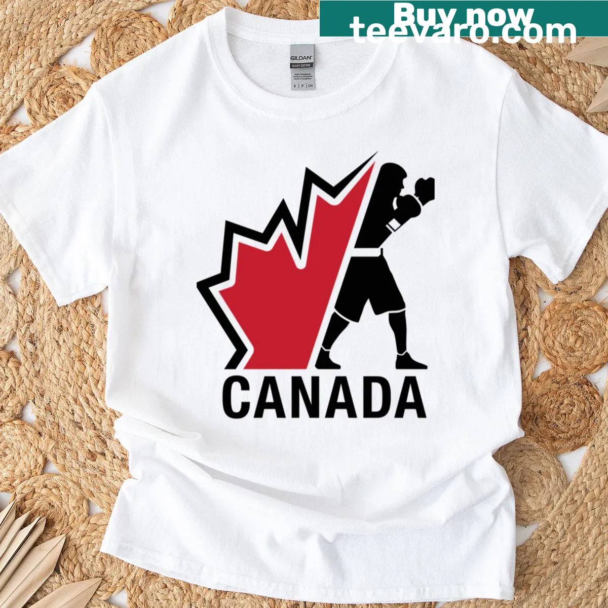 Boxing Canada logo t-shirt representing national pride — on a men's t-shirt