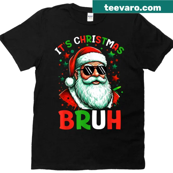 Funny cartoon Santa Claus with 'Bruh' text for kids