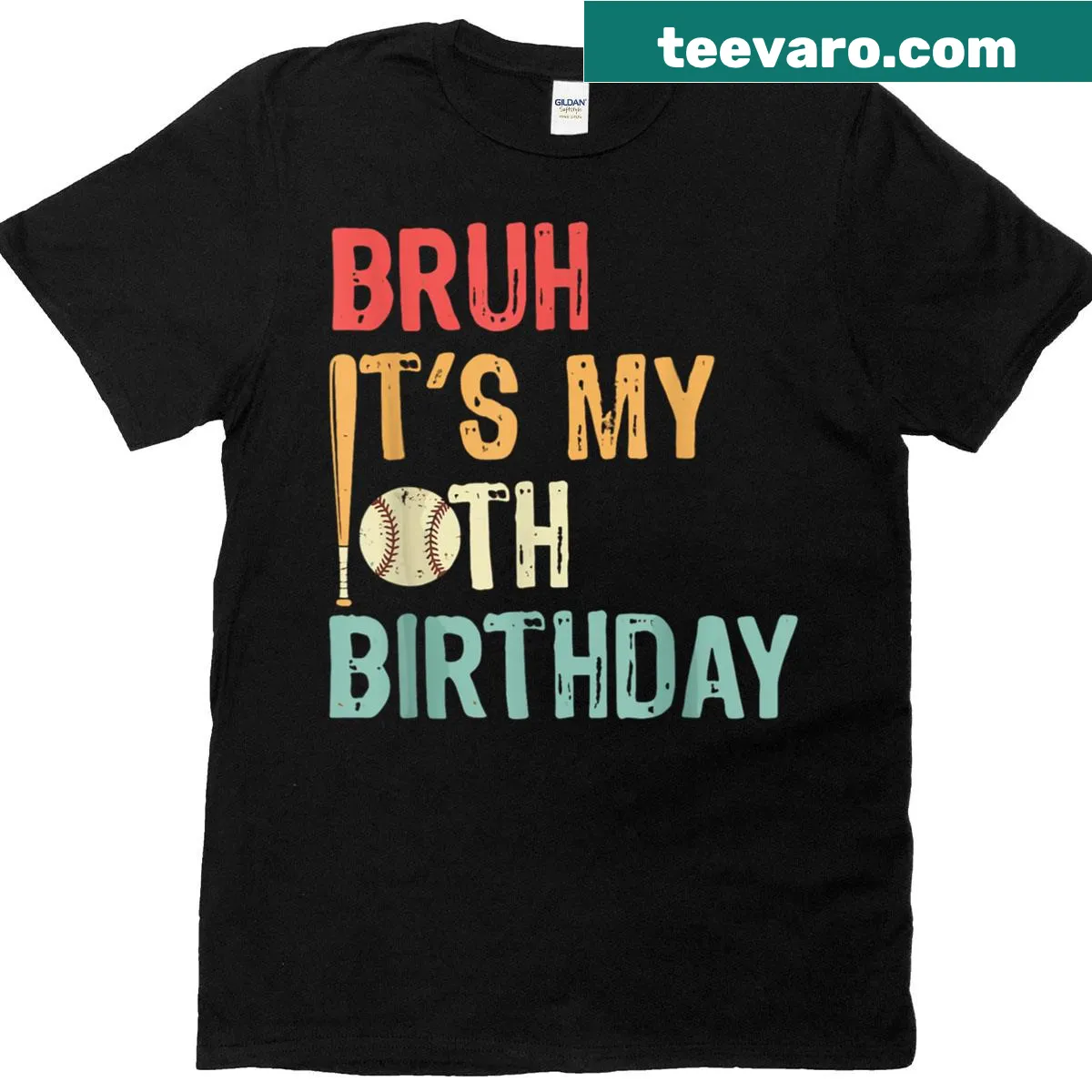 Typographic birthday t-shirt for kids with funny 'Bruh It's My 10th Birthday' text — on a men's t-shirt