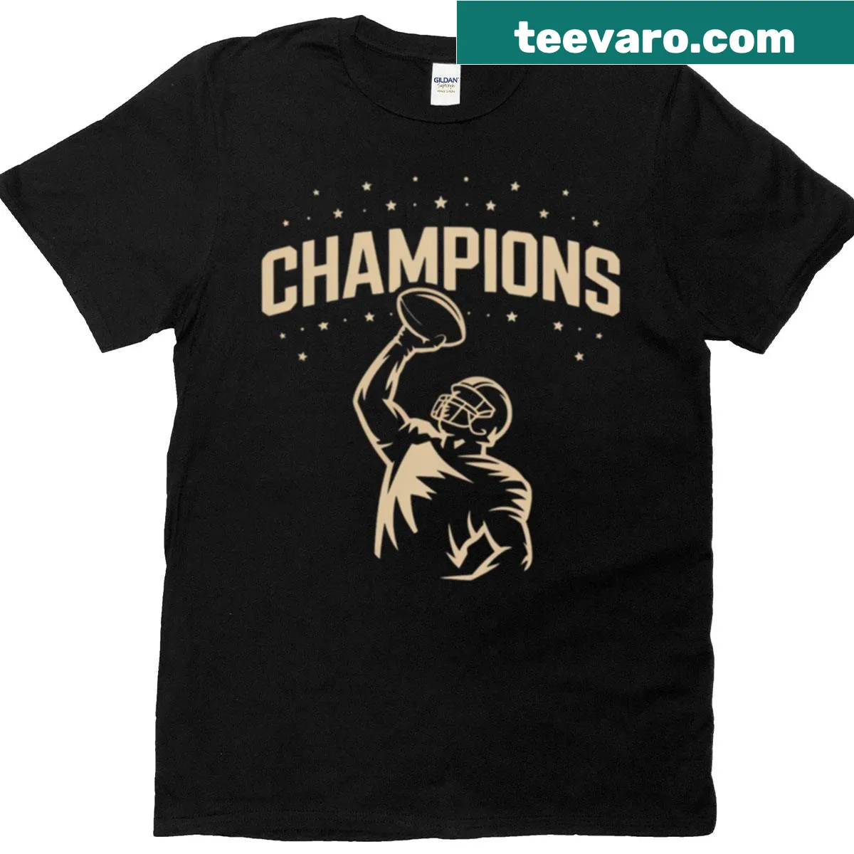 Stylized football poster graphic on a t-shirt — on a men's t-shirt