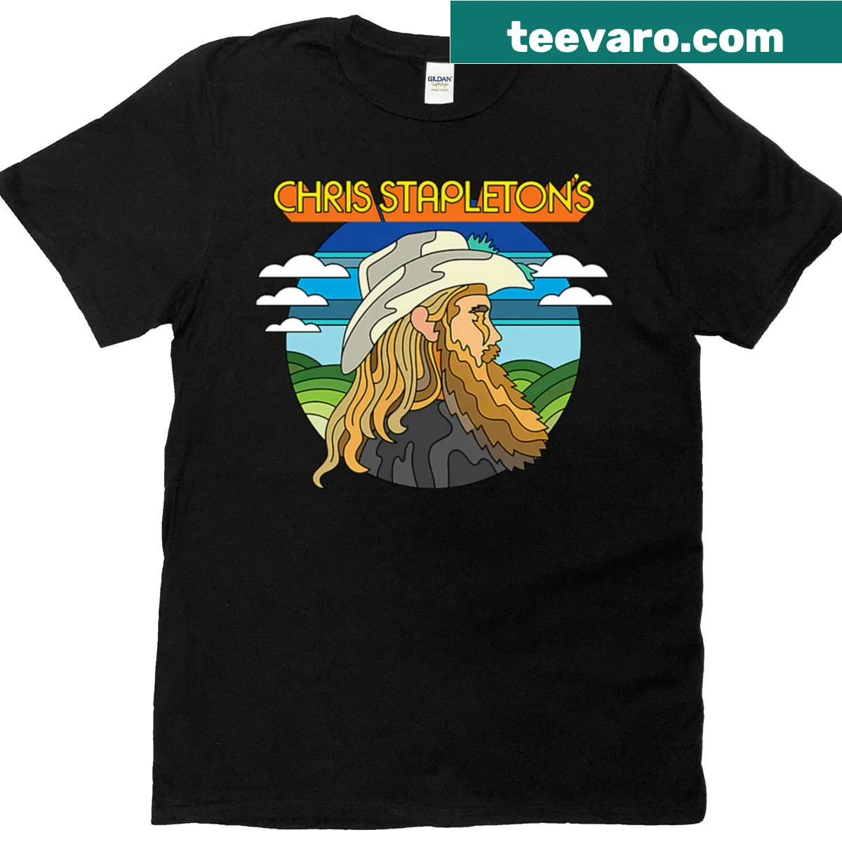 Christ Stapleton Band Tour logo graphic T-shirt — on a men's t-shirt