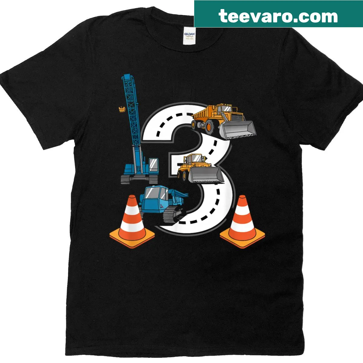 Birthday T-shirt with a cute construction truck for kids — on a men's t-shirt