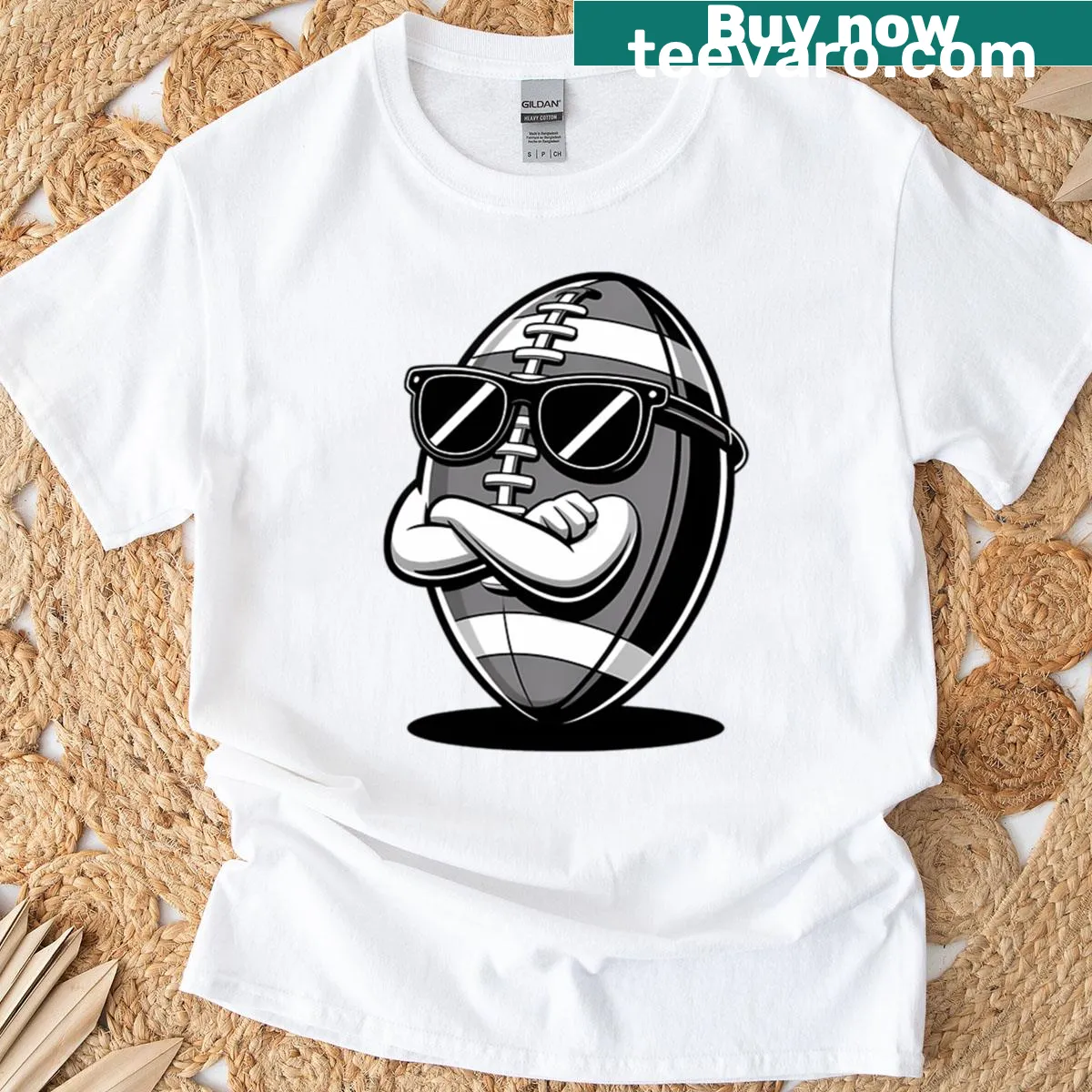 Graphic football logo T-shirt for sports lovers — on a men's t-shirt