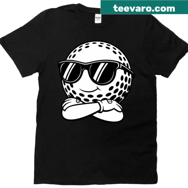 Cartoon golf ball logo on a sports t-shirt