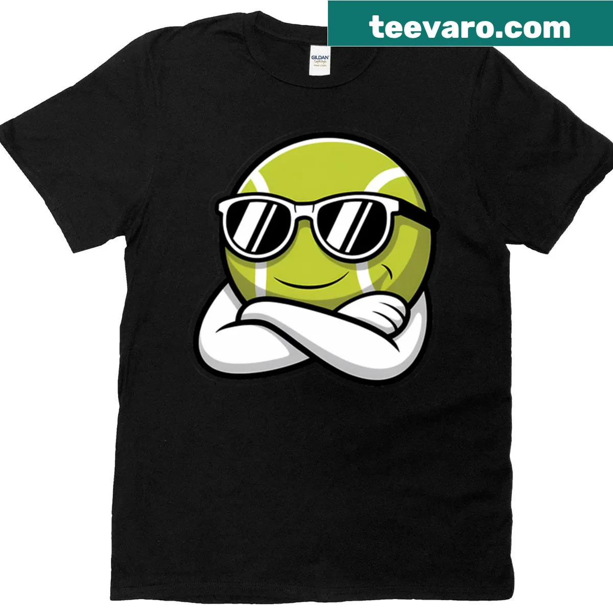 Playful tennis ball graphic on a T-shirt — on a men's t-shirt