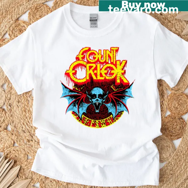 Vintage-style T-shirt featuring Count Orlok and a bat graphic