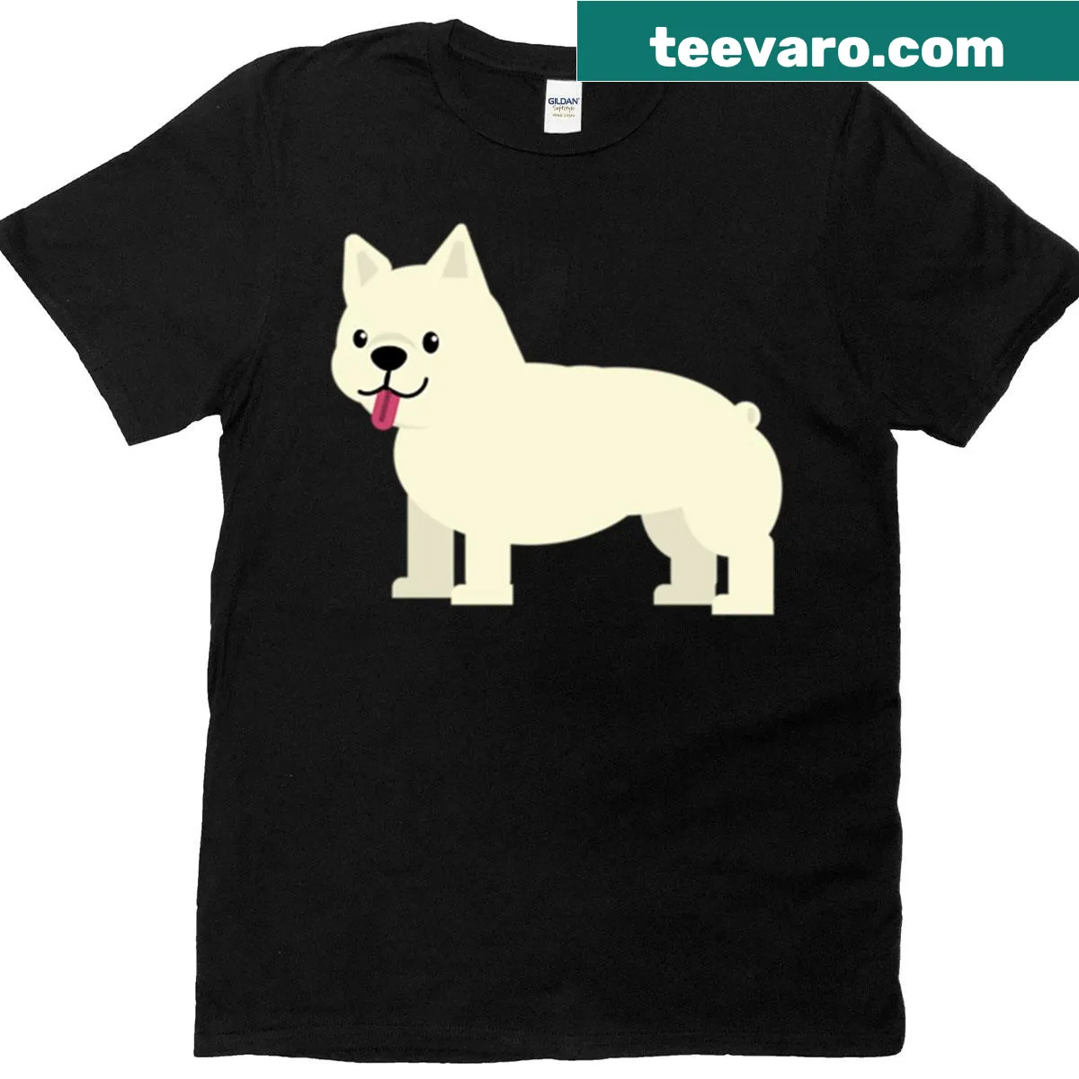 Illustrative t-shirt featuring a cute Cream French Bulldog — on a men's t-shirt