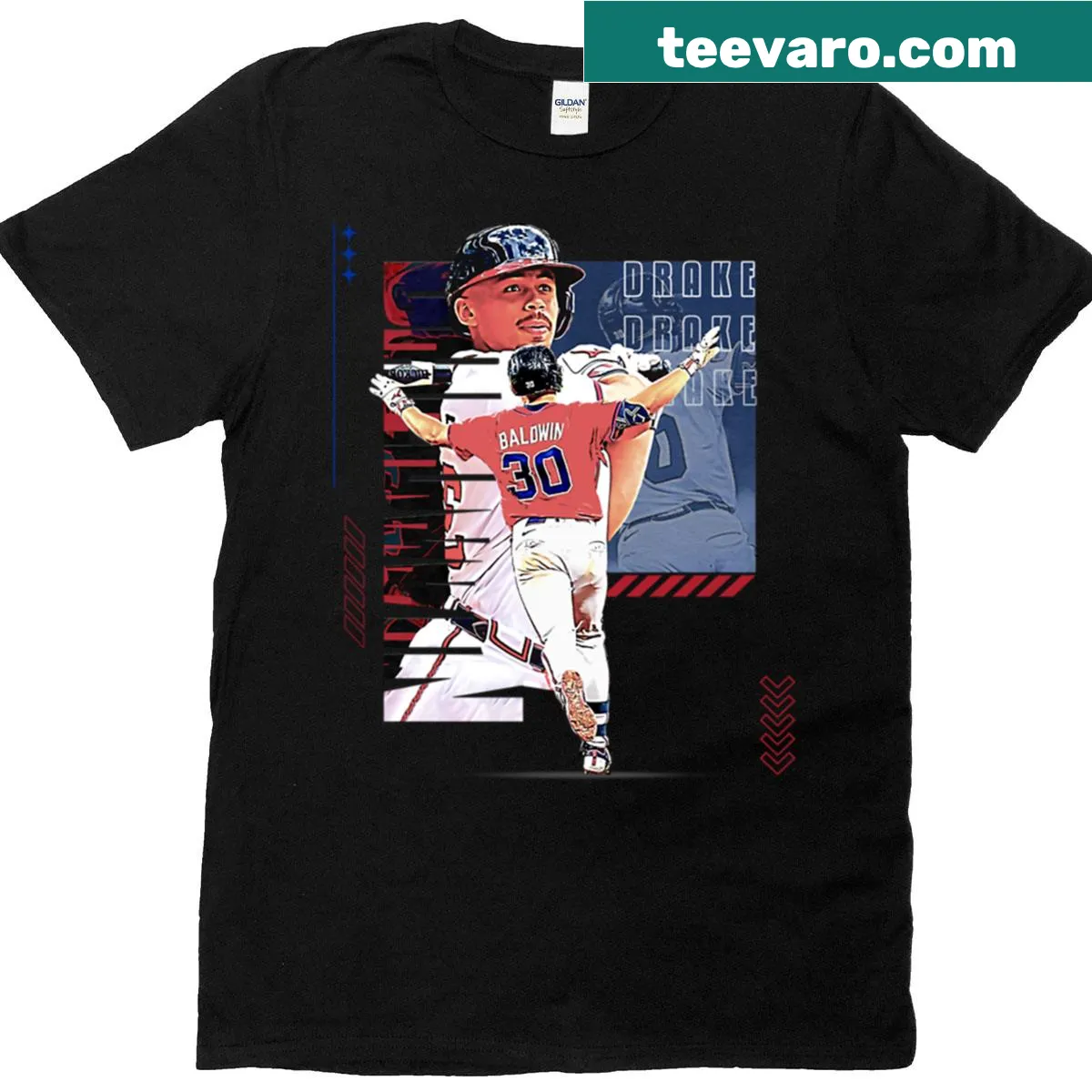 Illustration of D Baldwin baseball player on a sports t-shirt — on a men's t-shirt